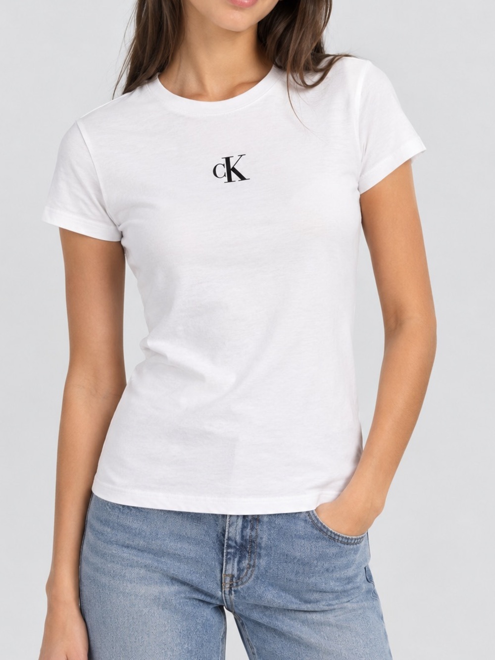 Calvin Klein Jeans CK Logo White Crew Neck T-Shirt
